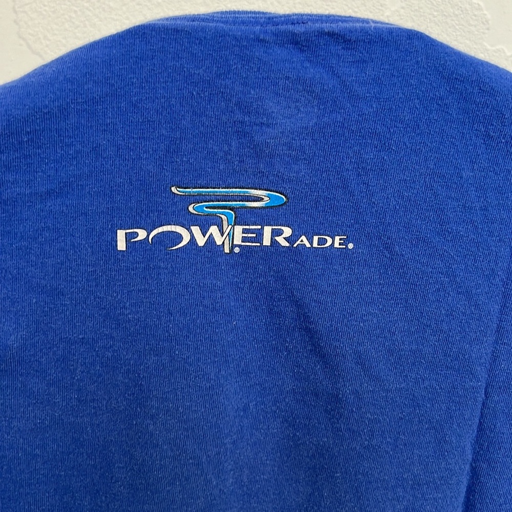 POWERADE Men’s Hanes Blue White Graphic Logo Short Sleeve T Shirt Size M - Picture 4 of 7